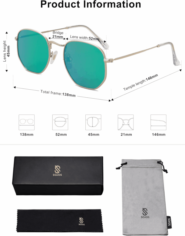Square Polarized Sunglasses for Women Men Small Hexagonal Polygon Shades SJ1072 - Image 5