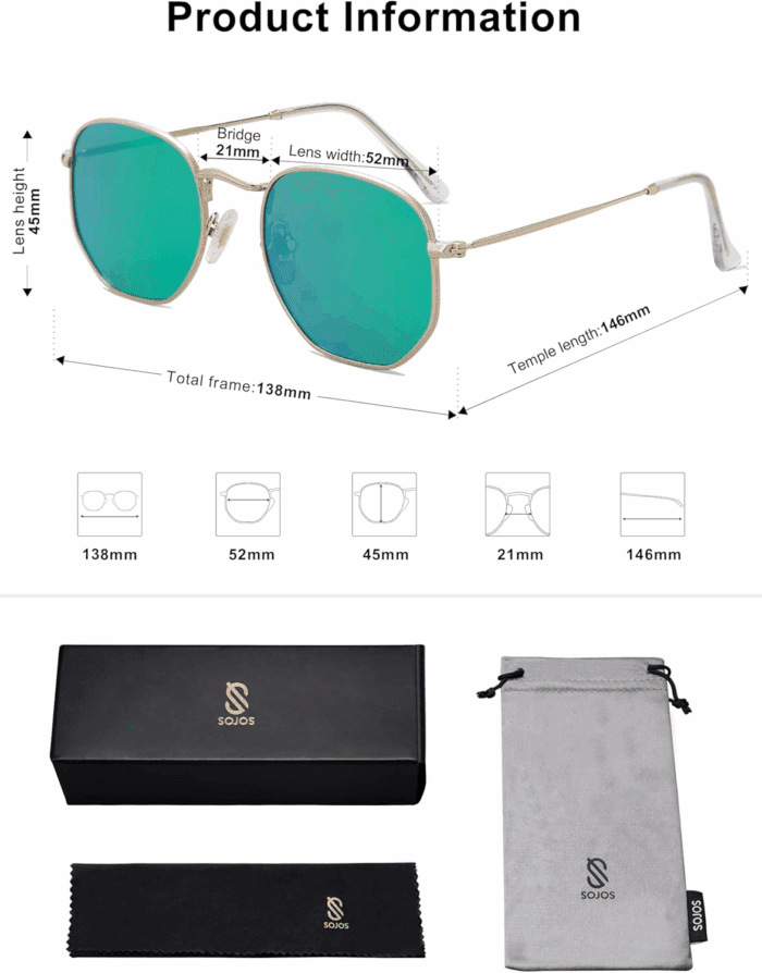 Square Polarized Sunglasses for Women Men Small Hexagonal Polygon Shades SJ1072 - Image 5