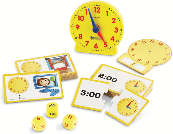 Time Activity Set - 41 Pieces, Ages 5+,Clock for Teaching Time, Telling Time, Homeschool Supplies, Montessori Clock