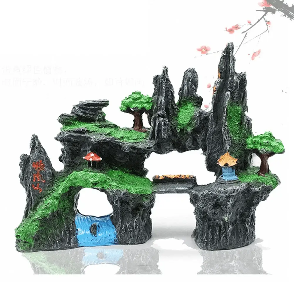 Mountain View Decor Rockery Landscape Rock Hiding Cave Tree Aquarium Ornament Fish Tank Decoration - Image 5