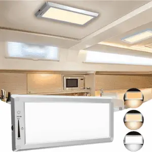 RV LED Interior Lights,3 Color RV LED Super Bright Fixture,12V RV Ceiling Dome Light with On/Off Dimmable Switch Energy Saving for Rv/Camper/Car/Trailer/Boat (Warm+Natural+Cold Light)