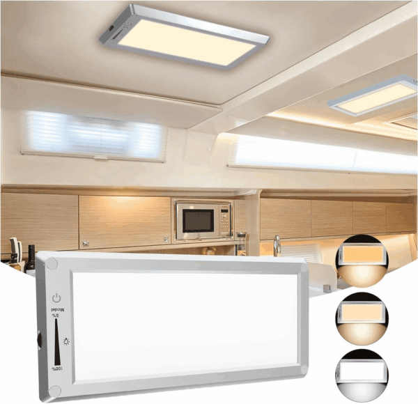 RV LED Interior Lights,3 Color RV LED Super Bright Fixture,12V RV Ceiling Dome Light with On/Off Dimmable Switch Energy Saving for Rv/Camper/Car/Trailer/Boat (Warm+Natural+Cold Light)