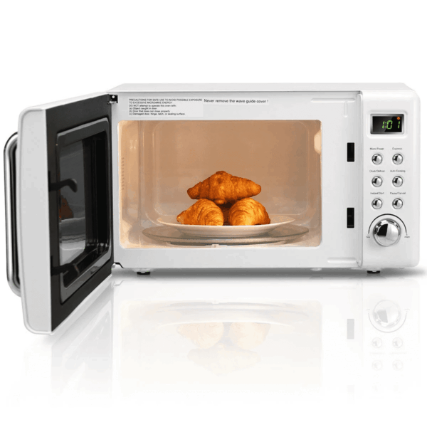 0.7Cu.Ft Retro Countertop Microwave Oven 700W LED Display Glass Turntable White - Image 11