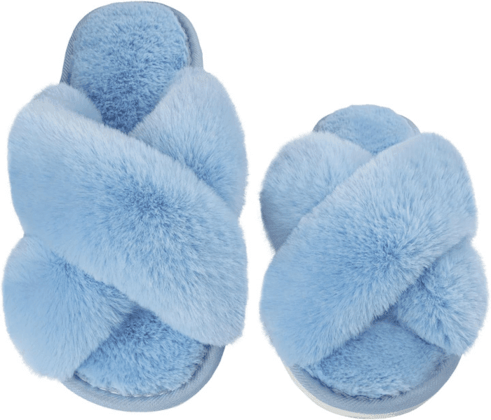 Women'S Fuzzy Slippers House Slippers Cross Band Slippers Indoor Outdoor Soft Open Toe Slippers - Image 2