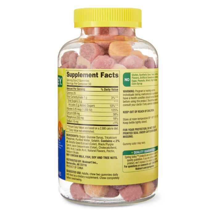 Calcium 500 Mg plus Vitamin D 25 Mcg Bone Health Dietary Supplement Gummies, 100 Count - Image 6