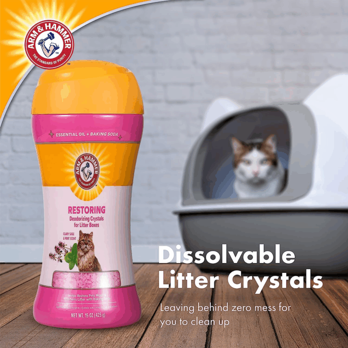 Restoring Cat Litter Box Deodorizing Crystals, Clary Sage & Mint Scent - Cat Smell Eliminator for Home, Odor Control, Cat Litter Crystals, Cat Essentials, 15 Ounce - Image 4