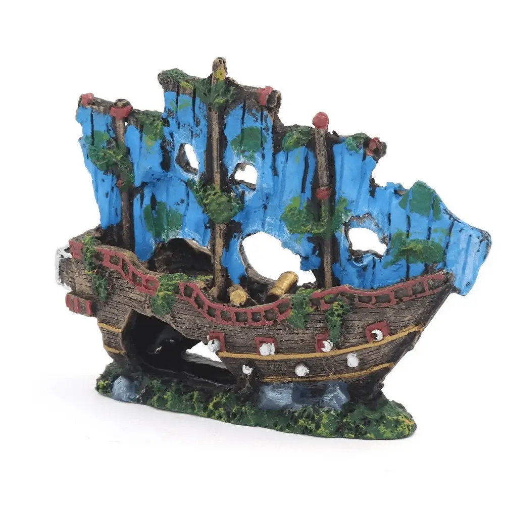 a Sunken Ship Decoration Aquarium Accessories Aquarium Fish Tank Landscape Pirate Ship Wreck Ship Decor Resin Boat Ornament - Image 13