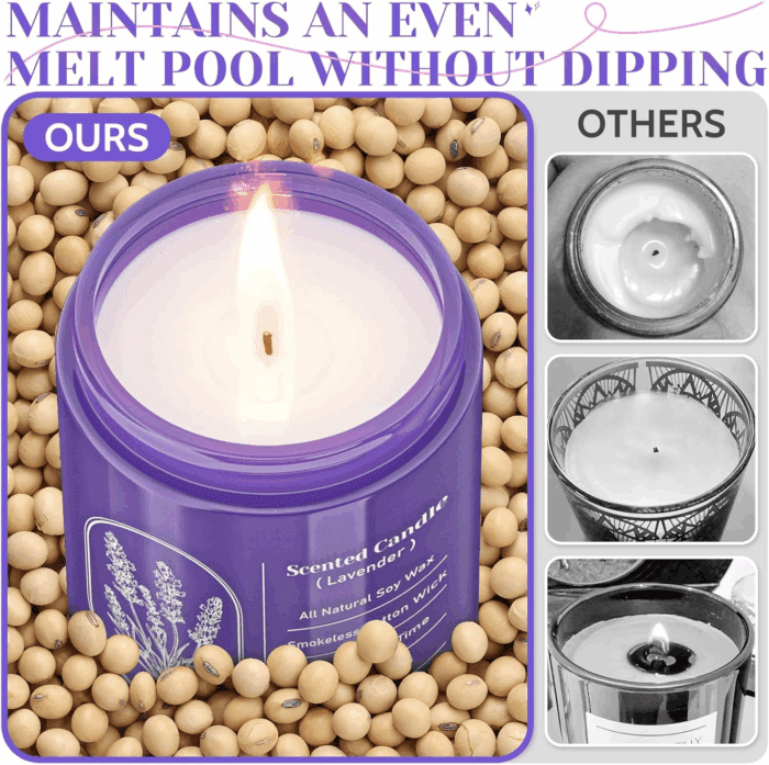 Lavender Candles for Home Scented, 7.6 Oz Purple Jar Candle, Natural Fragrance for Women, 40 Hour Long-Lasting Burn Scented Candle for Birthday - 1 Pack - Image 5