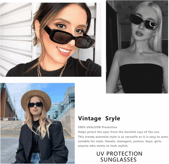 Retro Rectangle Sunglasses Women and Men Vintage Small Square Sun Glasses UV Protection Glasse - Image 2