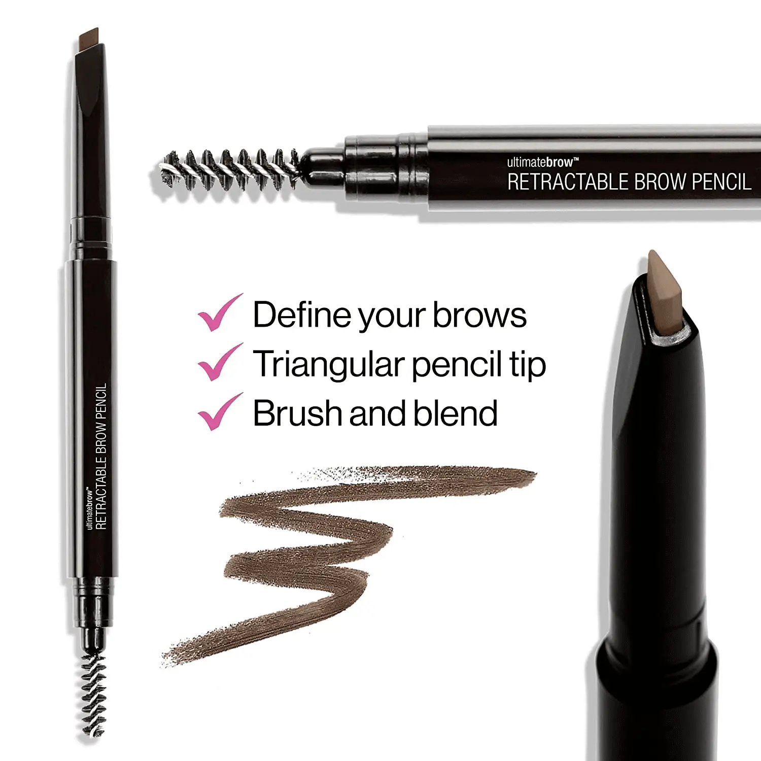 Ultimate Eyebrow Retractable Definer Pencil, Taupe, Dual-Sided Brow Brush, Fine Tip, Shapes, Defines, Fills Brow Makeup - Image 2