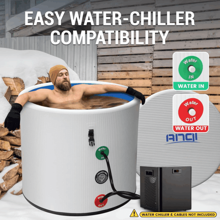XL Cold Plunge Tub for Athletes, Compatible with Water Chiller, 134-Gallon Inflatable Ice Bathtub with Insulated Lid, Thermometer, Pro Grade Cold Plunge Ice Pod for Outdoor & Indoor Cold Water Therapy - Image 2