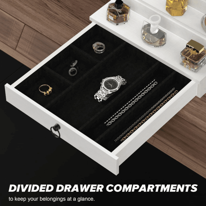 Cologne Organizer for Men, 5 Tier White Cologne Shelf, Perfume Stand with Drawer and Hidden Compartment Perfume Display Holder - a Gift for Men - Image 2