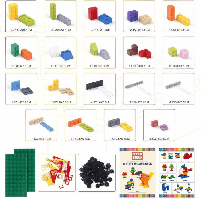 1100 Pieces Building Bricks, Compatible with Lego Classic Building Blocks Bulk with Baseplates, Doors Windows and Wheels, STEM Creative Construction Toys for 6 7 8 9 10 11 12 Year Old - Image 3