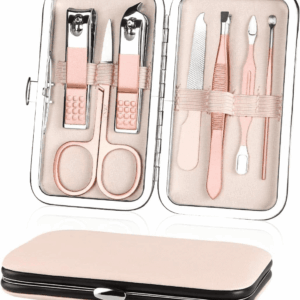 Nail Clippers Set, 7 Pcs Professional Portable Manicure Kit, Eyebrow Grooming Face Hair Clippers, Stainless Steel Nail Care Tools with Luxurious Leather Case for Travel & Home