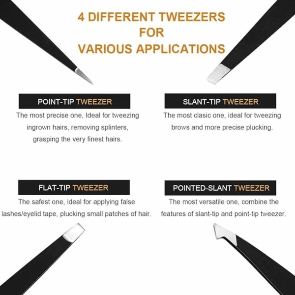 Eyebrow Tweezers Set 6 PCS, Professional Stainless Steel Eyebrow Tweezers Kit for Women/Men, Great Precision Tweezers Set for Eyebrow/Facial Hair Removal/Ingrown Hairs/Splinter/Tick Remover by - Image 3