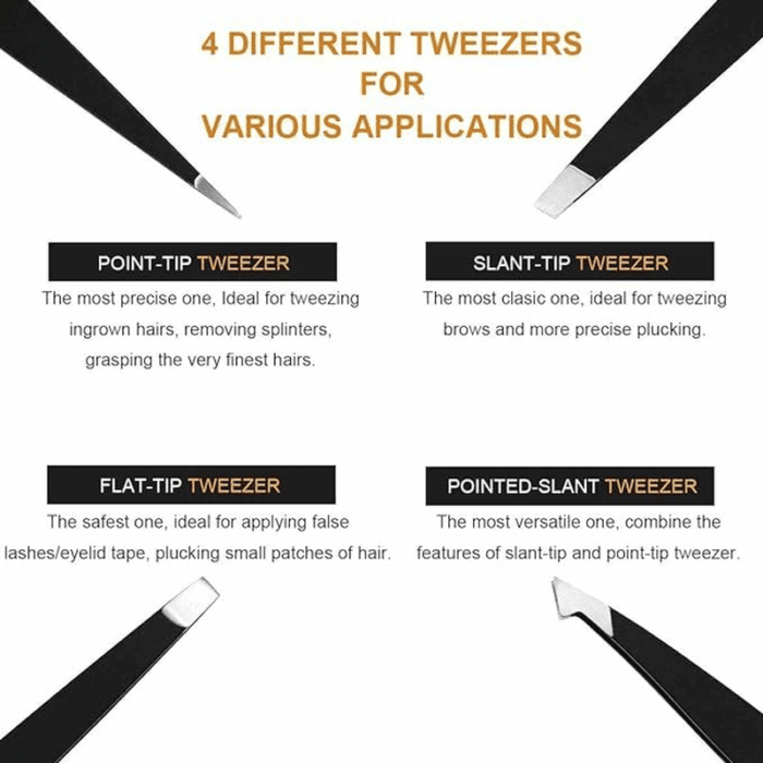 Eyebrow Tweezers Set 6 PCS, Professional Stainless Steel Eyebrow Tweezers Kit for Women/Men, Great Precision Tweezers Set for Eyebrow/Facial Hair Removal/Ingrown Hairs/Splinter/Tick Remover by - Image 3