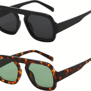 Trendy Square Aviator Sunglasses for Women Flat Top Designer Stylish Frame Sun Glasses Vintage Shades