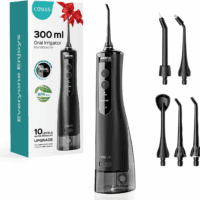 Cordless Water Flosser & Dental Pick for Teeth, Braces, Gums Care - Advanced 10 Pressure Settings for Multiple Users, Rechargeable, Portable for Travel, Bpa-Free, Black, E40(WFP14)