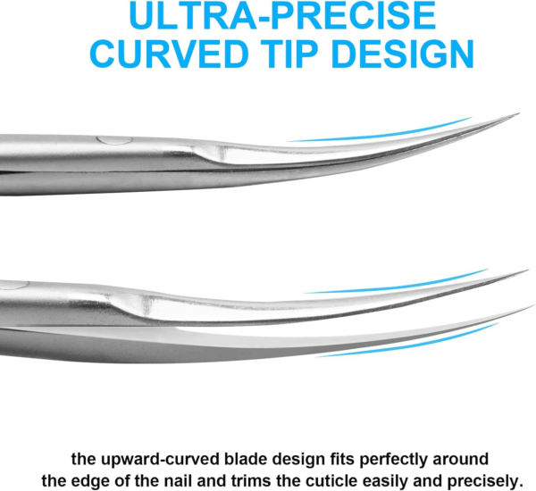 Cuticle Scissors, Professional 6-Blade Manicure Scissors, Stainless Steel Eyebrow Scissor, Cuticle Scissors Extra Fine Curved for Manicure, Eyelashes, Eyebrow, Toenail for Women and Men (Black) - Image 2