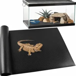 Reptile Carpet Reptile Substrate Floor Reptile Terrarium Mat Liner Durable and Dirt Resistant Reptile Carpet for Leopard Gecko Lizard Bearded Dragon Tank Accessories(Black)