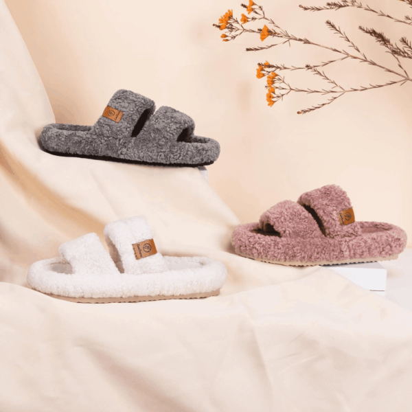 Womens Fuzzy Open-Toe Slippers Soft Comfy Memory Foam Indoor House Shoes - Image 6
