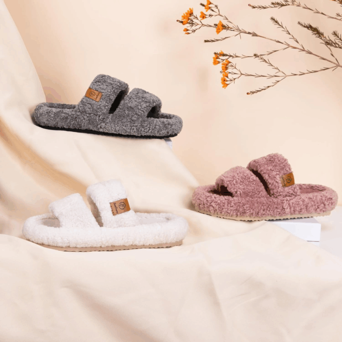 Womens Fuzzy Open-Toe Slippers Soft Comfy Memory Foam Indoor House Shoes - Image 6