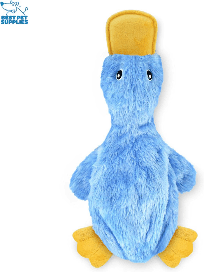 Crinkle Dog Toy for Small, Medium, and Large Breeds, Cute No Stuffing Duck with Soft Squeaker, Fun for Indoor Puppies and Senior Pups, Plush No Mess Chew and Play - Blue - Image 2