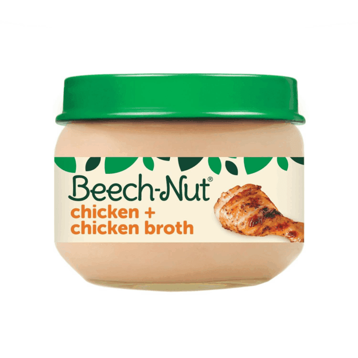 Meat Baby Food Jars, Chicken & Chicken Broth Puree, 7G Protein, Stage 1 Baby Food for Babies 4 Months and Up, 2.5Oz Glass Jars, 10Ct