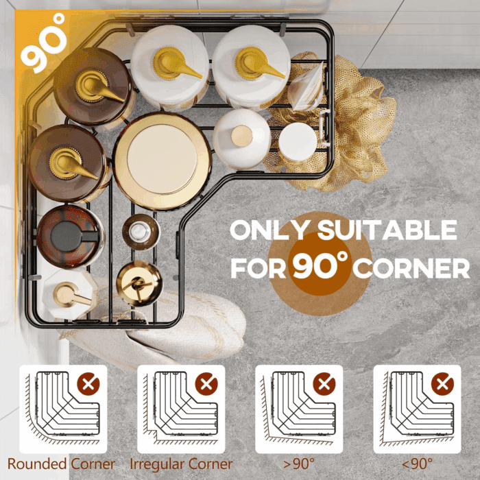 Shower Caddy Organizer, 3-Pack Adhesive Corner Shower Caddy Organizer Shelves Storage Rack Accessories for Bathroom Countertop Home Decor Set, Black, X-Large - Image 5