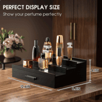 Cologne Organizer for Men 3 Tier of Elevated Cologne Display Shelf with Drawer Storage Perfume Organization and Storage Display Risers,Great Gift for Man(Black) - Image 4