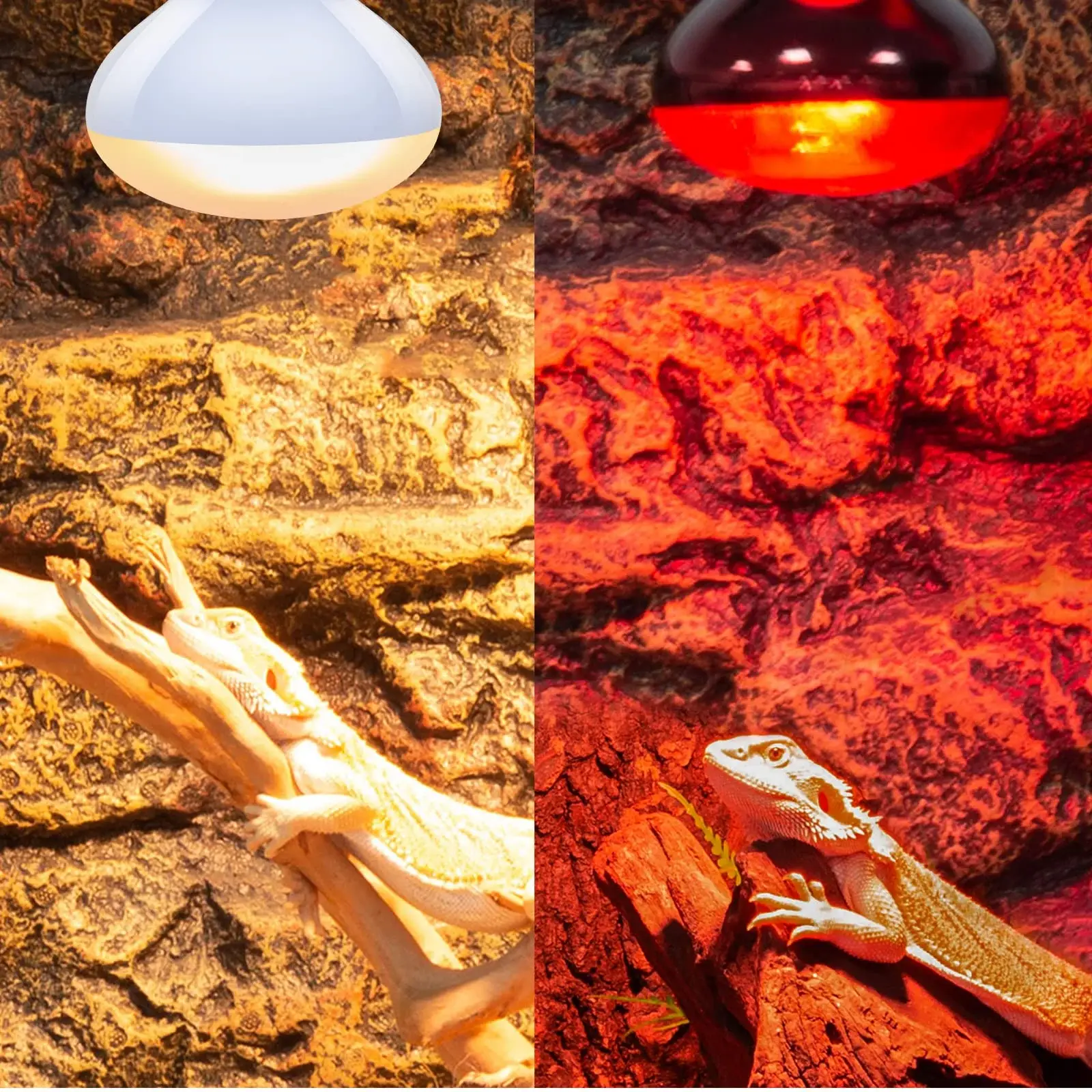 100W Reptile Heat Lamp Bulbs Combo, Day & Night Basking Spot Light, UVA Heating Lamp 2 Pack - Image 2