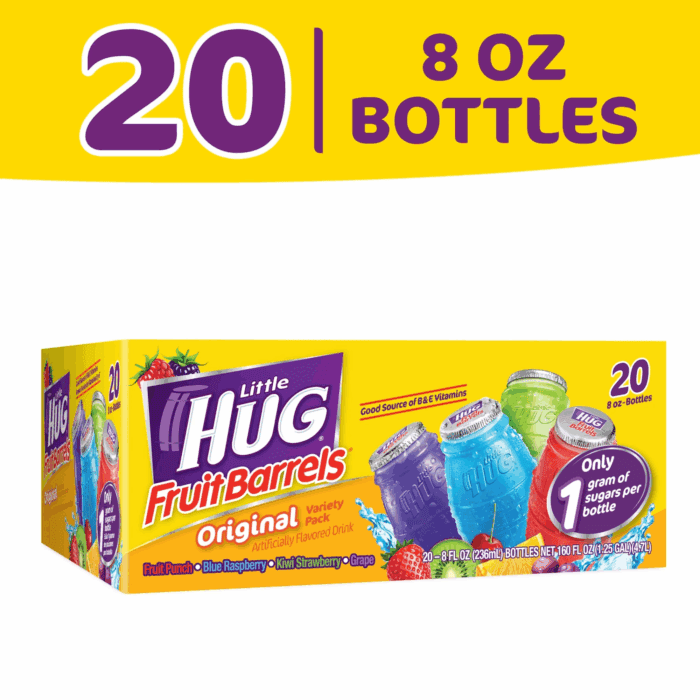Fruit Barrels, Original, Shelf Stable Kids Drinks Variety Pack, 20 Count, 8 Fl Oz Bottles