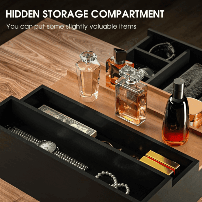 Cologne Organizer for Men 4 Tier of Elevated Cologne Display Shelf with Drawer Storage Perfume Organization and Storage Display Risers,Great Gift for Man(4Tier-Blackwalnut) - Image 3