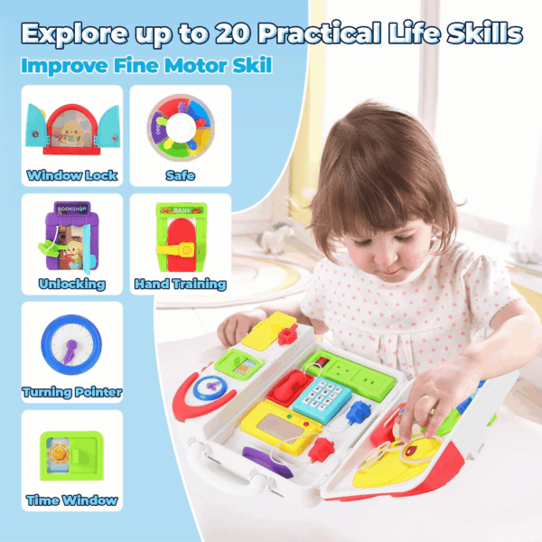 Montessori Toys for Toddler, 20 in 1 Busy Board Toy for Toddlers 1-3, Learning Educational Toys Gifts for 1 2 3 Year Old Boys Girls - Image 2