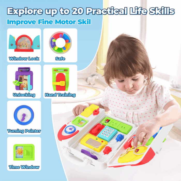 Montessori Toys for Toddler, 20 in 1 Busy Board Toy for Toddlers 1-3, Learning Educational Toys Gifts for 1 2 3 Year Old Boys Girls - Image 2