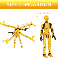 T13 Action Figure Assembly Completed, Upgraded 3D Printed T13 Action Figure, the Dummy 13 Is Very Suitable for Office Desks and Birthday Cake Decorations (Yellow) - Image 2