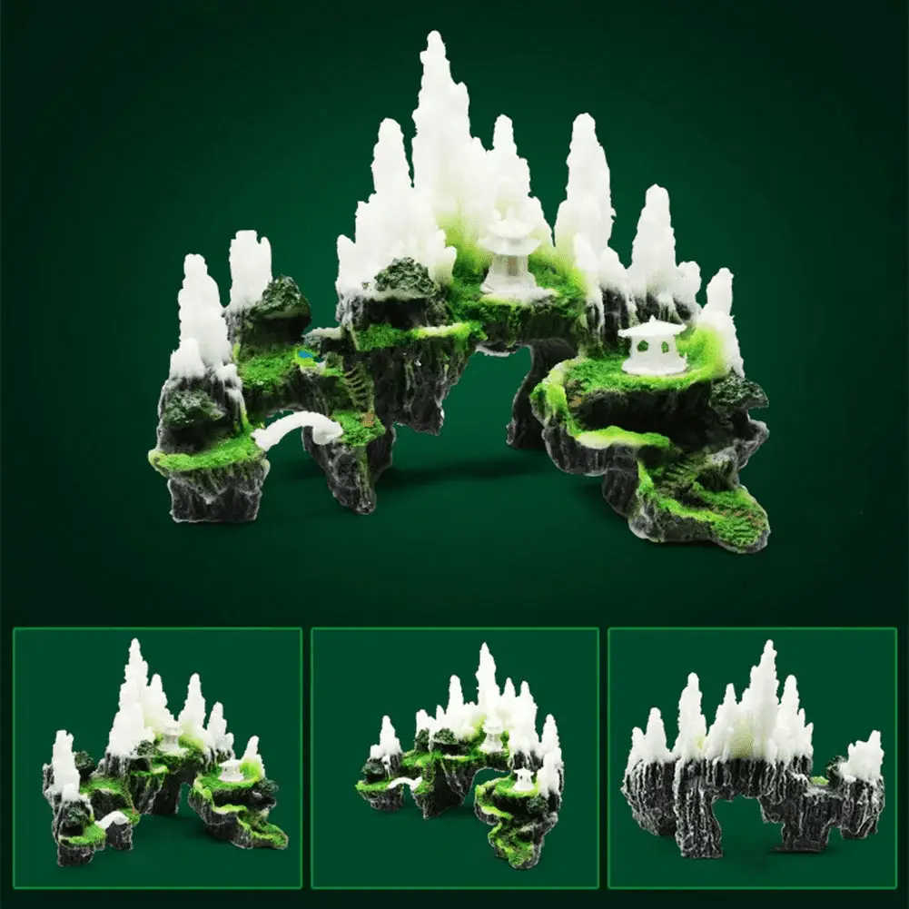 Mountain View Decor Rockery Landscape Rock Hiding Cave Tree Aquarium Ornament Fish Tank Decoration - Image 8