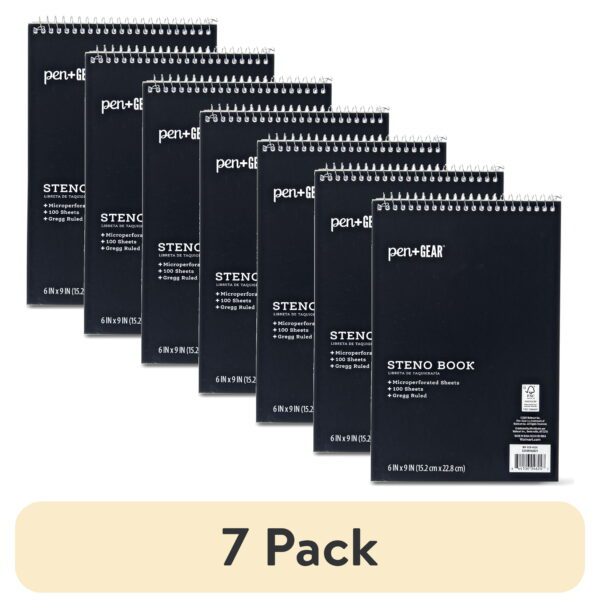 Top Spiral Steno Pad, Gregg Ruled Paper, 100 Sheets, Black, 1 Count, 0 Holes - Image 6