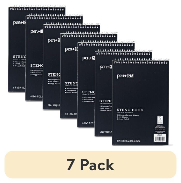 Top Spiral Steno Pad, Gregg Ruled Paper, 100 Sheets, Black, 1 Count, 0 Holes - Image 6