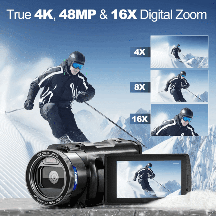 4K Video Camera Camcorder 3.0" IPS Vlogging Camera 48MP Digital Video Camera with 32GB SD Card - Image 3