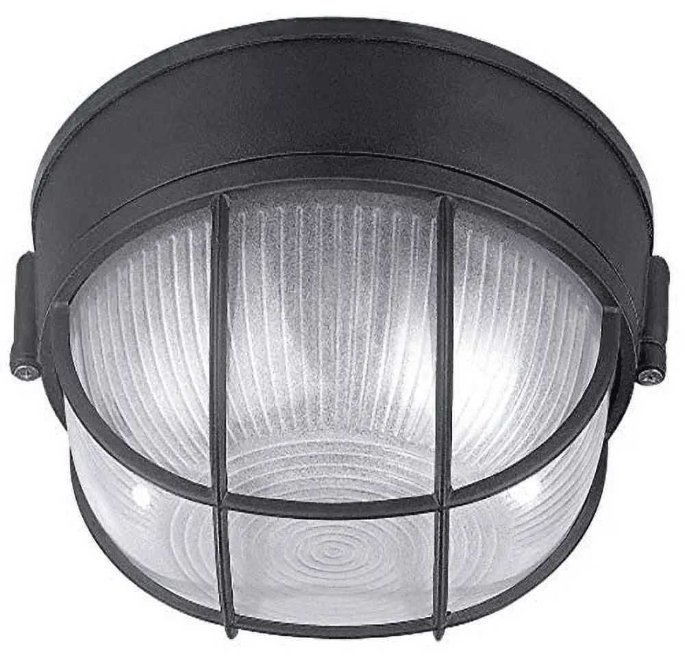 IOL17BK the Outdoor 1-Bulb Flush Mount Exterior Light with Frosted Glass Globe, Black - Image 2