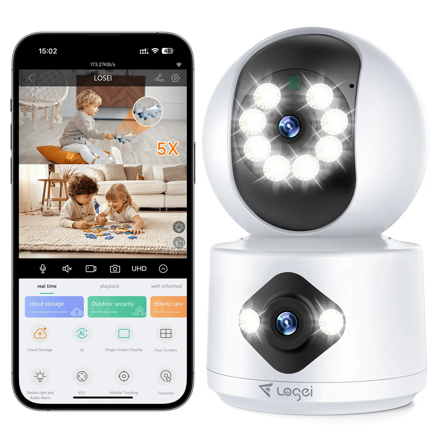 2.5K Indoor Security Camera,Dual Lens 360° Cameras for Home Security Indoor with Motion Detection Alert, Pet Camera with 2 Way Audio, Baby Monitor-Night Vision - Image 7