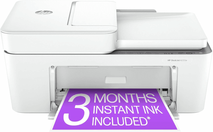 Deskjet 4255E Wireless All-In-One Color Inkjet Printer, Scanner, Copier, Best-For-Home, 3 Months of Instant Ink Included (588S6A)