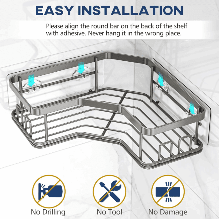 Shower Caddy Organizer, 3-Pack Corner Shower Caddy Organizer Shelves Storage Rack Accessories for Bathroom Countertop Home Decor Set, Grey - Image 5