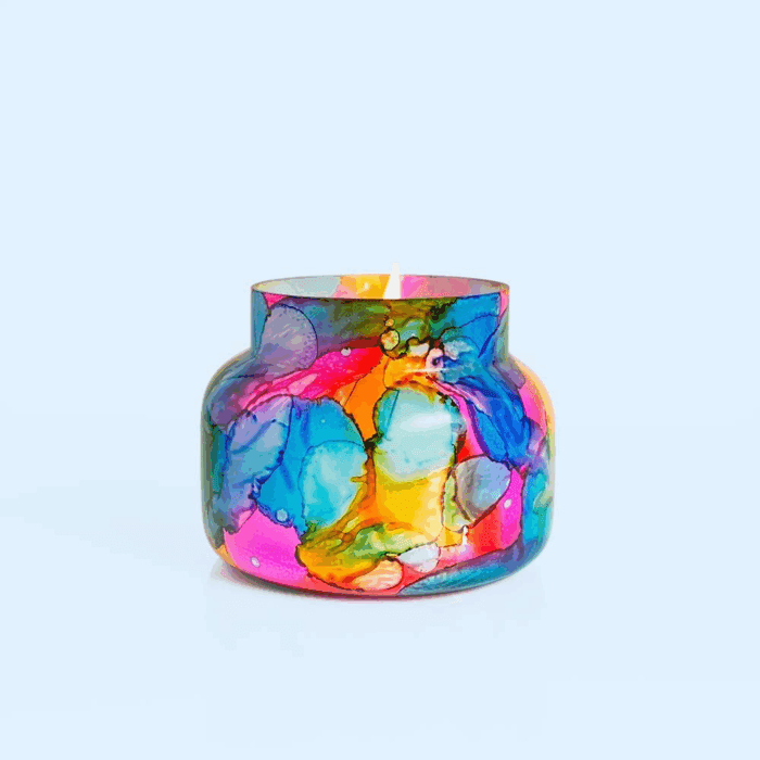Volcano Candle - Rainbow Watercolor Signature Glass Jar Candle - Luxury Aromatherapy Candle - Tropical Fruits & Sugared Citrus Candle (19 Oz) - Image 2