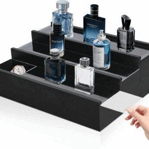 Cologne Organizer for Men - 3 Tier Cologne Stand Perfume Holder with 3 Hidden Compartments,Perfume Display Holder for Cologne,Mens Organizer Station for Dresser, Beside, Men'S Gift