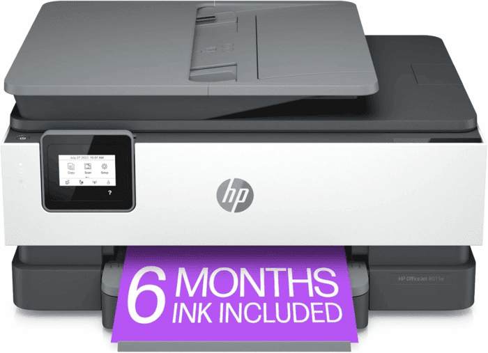 Officejet 8015E Wireless Color All-In-One Printer, 6 Months of Instant Ink Included