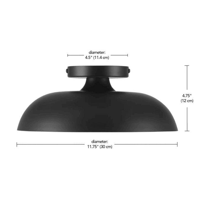 Contemporary 1-Light Flush Mount, Matte Black Finish, White Inner Shade - Image 5