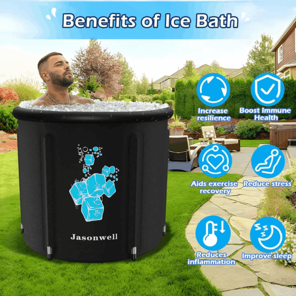 Ice Bath Tub for Athletes - Heavy Duty Cold Water Therapy Plunge Tub Ice Pod for Recovery Portable Ice Barrel Plunge Pool for Outdoor Inflatable Hot Tub Bathtub at Home for Adults - Image 2