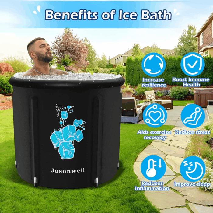 Ice Bath Tub for Athletes - Heavy Duty Cold Water Therapy Plunge Tub Ice Pod for Recovery Portable Ice Barrel Plunge Pool for Outdoor Inflatable Hot Tub Bathtub at Home for Adults - Image 2